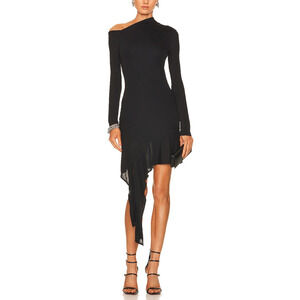 Helmut Lang Draped Basalt Black Scala Mini Dress Size S